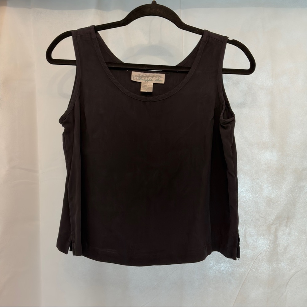 Pineapple Moon Black 100% Silk Sleeveless Blouse – Women’s Size S